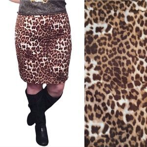 VTG Valerie Bertinilli Leopard Print High Waist Fitted Skirt SZ 10 Festie Grunge